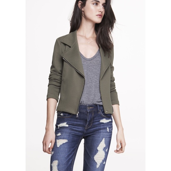 Express Jackets & Blazers - Express army green moto jacket.
